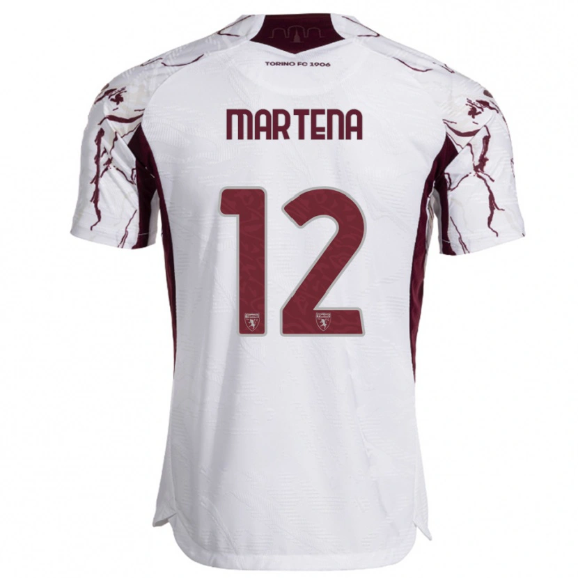 Danxen Kvinnor Gabriele Martena #12 Vit Vinröd Bortatröja Matchtröjor 2025/26 Tröjor T-Tröja