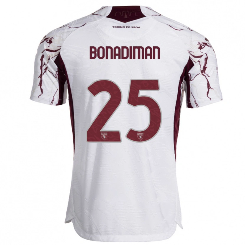 Danxen Kvinnor Matteo Bonadiman #25 Vit Vinröd Bortatröja Matchtröjor 2025/26 Tröjor T-Tröja