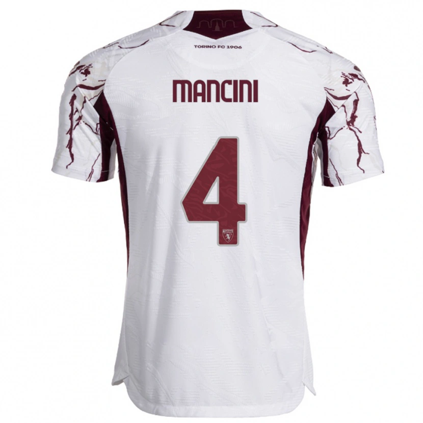 Danxen Kvinnor Luca Mancini #4 Vit Vinröd Bortatröja Matchtröjor 2025/26 Tröjor T-Tröja
