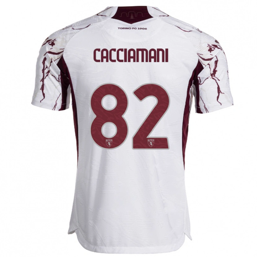 Danxen Kvinnor Alessio Cacciamani #82 Vit Vinröd Bortatröja Matchtröjor 2025/26 Tröjor T-Tröja
