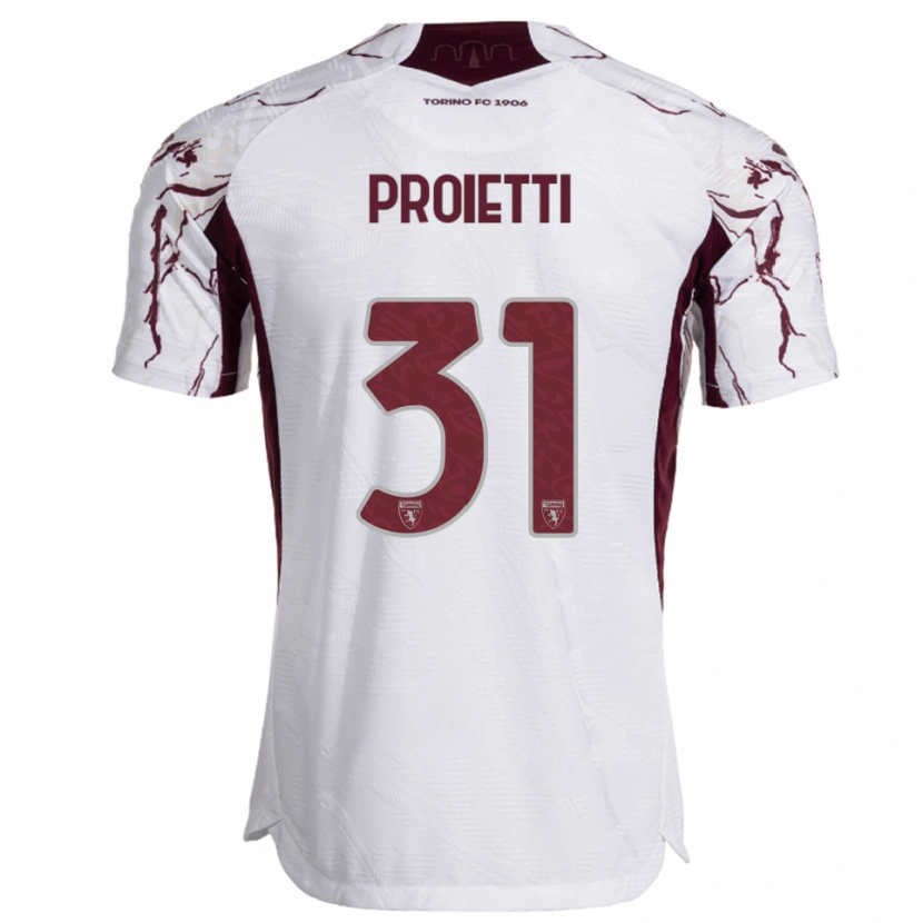 Danxen Kvinnor Riccardo Proietti #31 Vit Vinröd Bortatröja Matchtröjor 2025/26 Tröjor T-Tröja