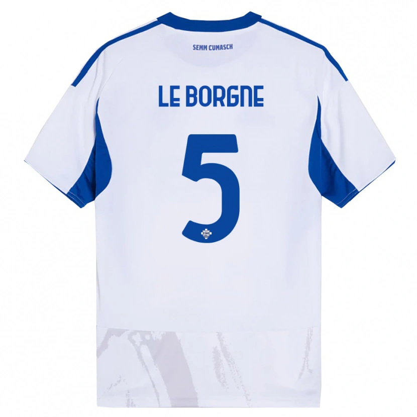 Danxen Kvinnor Andréa Le Borgne #5 Vit Blå Bortatröja Matchtröjor 2025/26 Tröjor T-Tröja