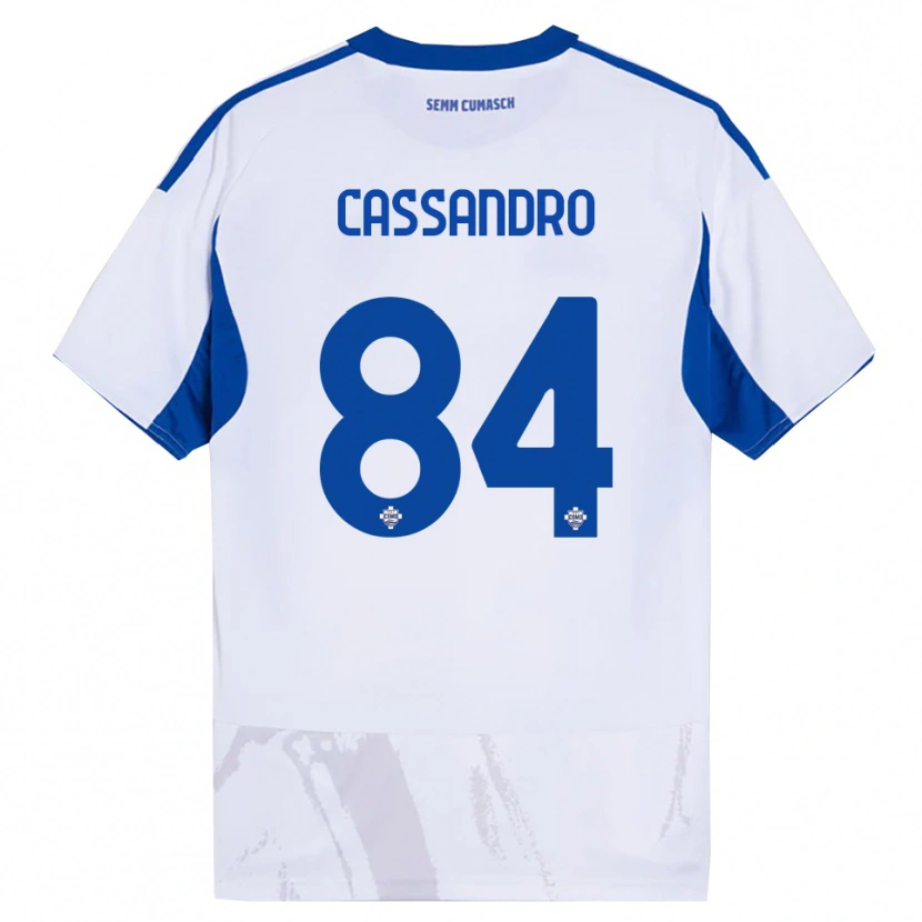 Danxen Kvinnor Tommaso Cassandro #84 Vit Blå Bortatröja Matchtröjor 2025/26 Tröjor T-Tröja
