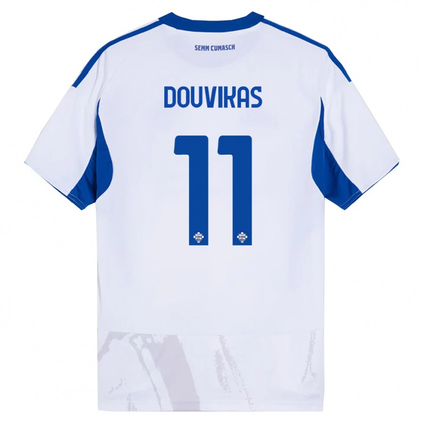Danxen Kvinnor Anastasios Douvikas #11 Vit Blå Bortatröja Matchtröjor 2025/26 Tröjor T-Tröja