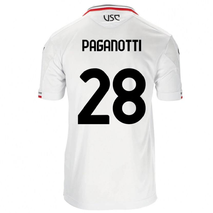 Danxen Kvinnor Michele Paganotti #28 Vit Röd Bortatröja Matchtröjor 2025/26 Tröjor T-Tröja