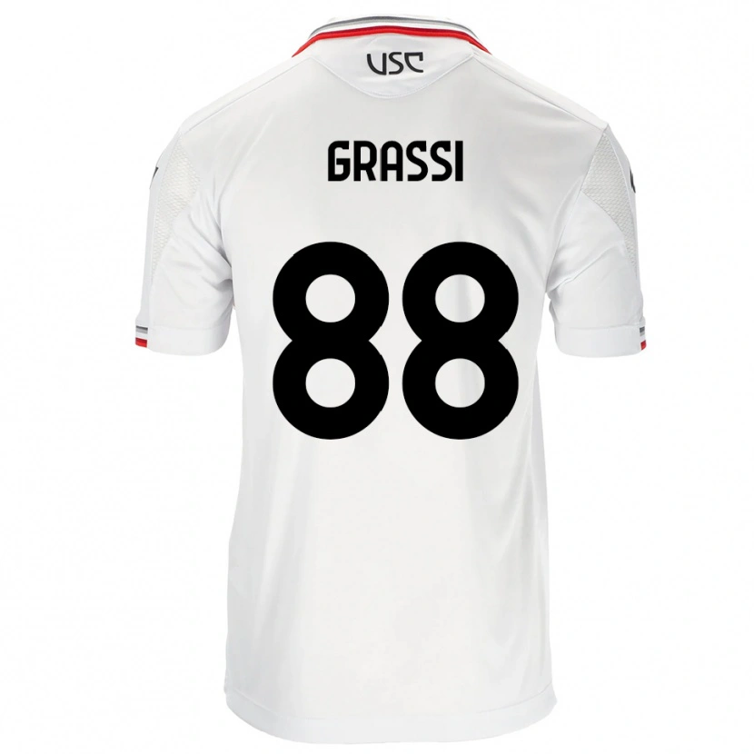 Danxen Kvinnor Alberto Grassi #88 Vit Röd Bortatröja Matchtröjor 2025/26 Tröjor T-Tröja