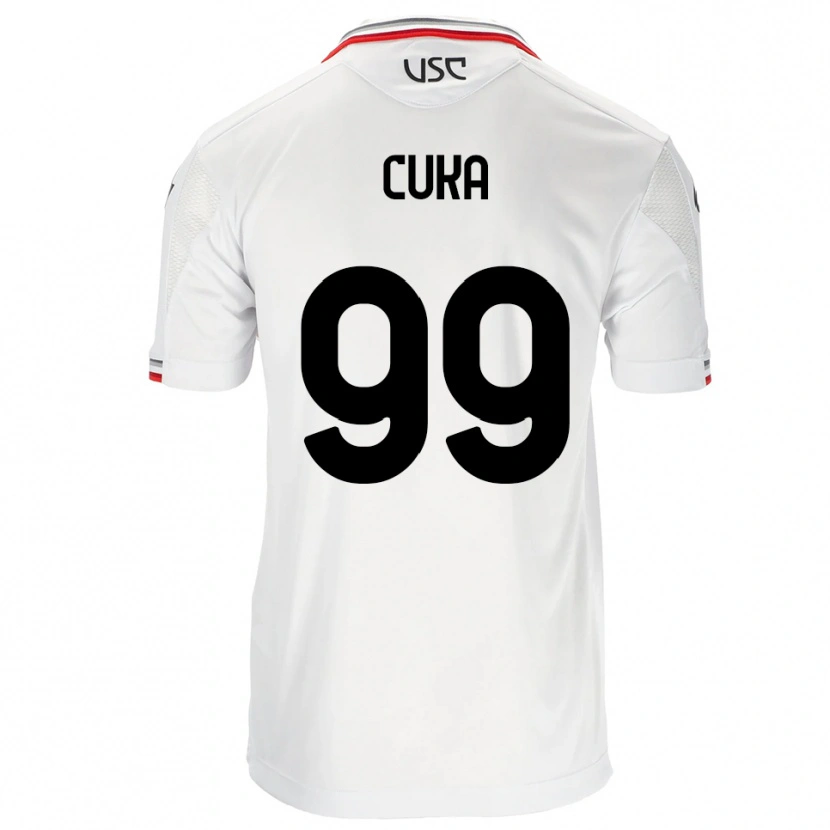 Danxen Kvinnor Samuel Cuka #99 Vit Röd Bortatröja Matchtröjor 2025/26 Tröjor T-Tröja