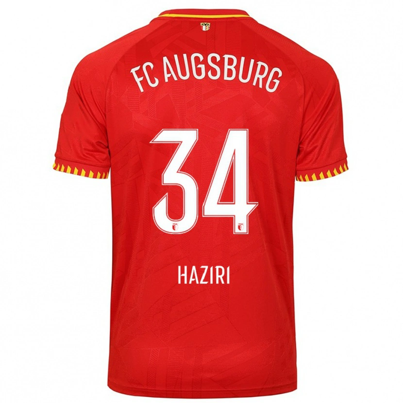 Danxen Kvinnor Edi Haziri #34 Röd Gul Bortatröja Matchtröjor 2025/26 Tröjor T-Tröja