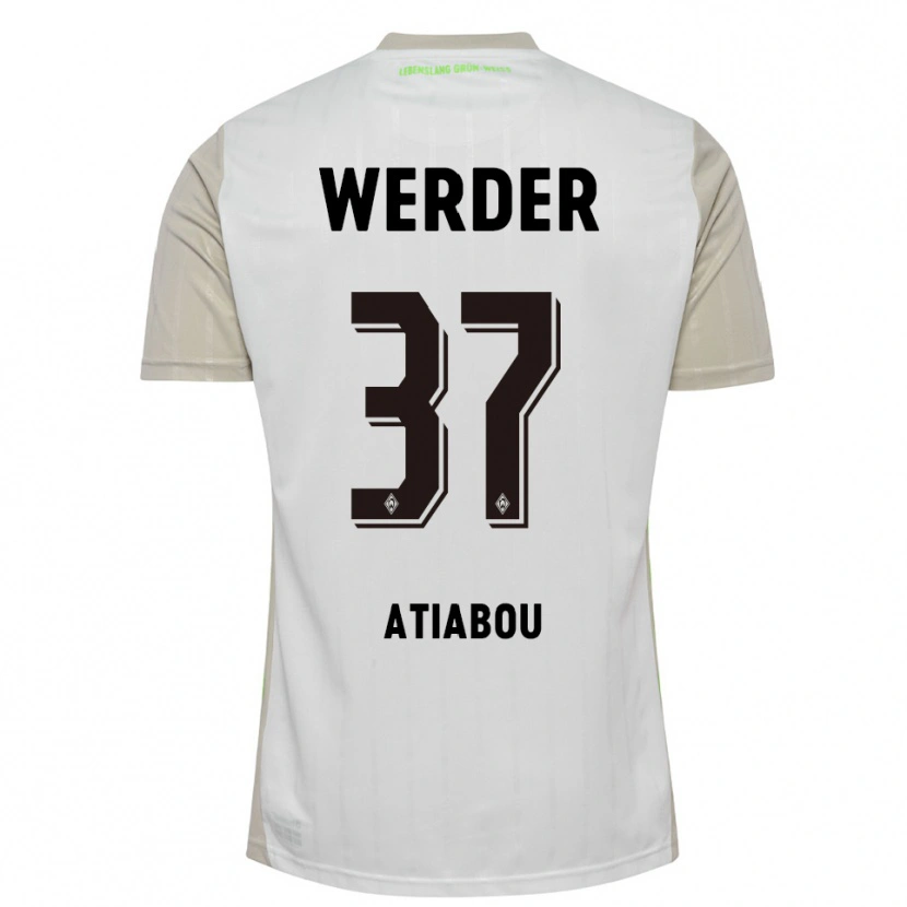 Danxen Kvinnor Benjamin Atiabou #37 Vit Svart Bortatröja Matchtröjor 2025/26 Tröjor T-Tröja