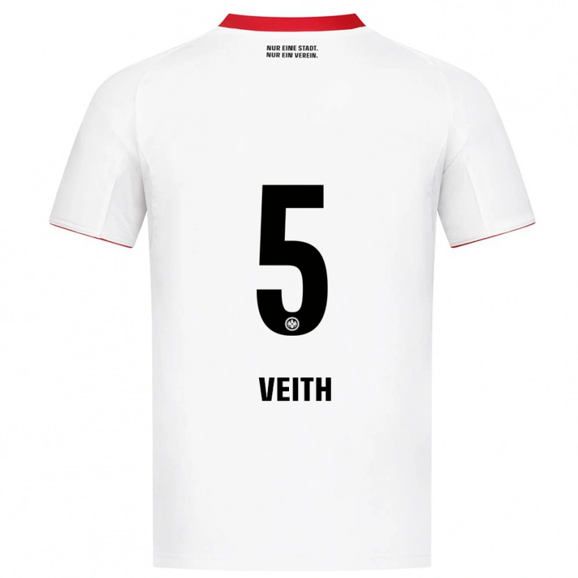 Danxen Kvinnor Titus Veith #5 Vit Röd Bortatröja Matchtröjor 2025/26 Tröjor T-Tröja