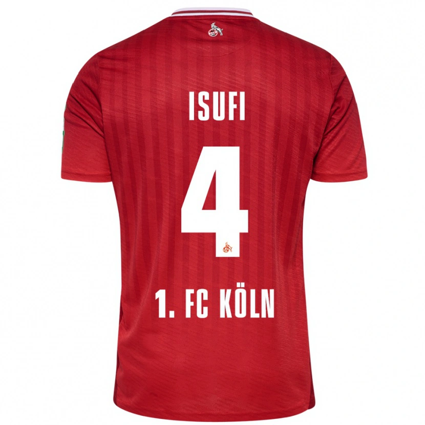 Danxen Kvinnor Leo Isufi #4 Röd Vit Bortatröja Matchtröjor 2025/26 Tröjor T-Tröja
