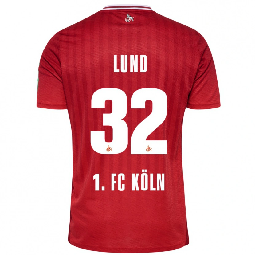 Danxen Kvinnor Kristoffer Lund #32 Röd Vit Bortatröja Matchtröjor 2025/26 Tröjor T-Tröja