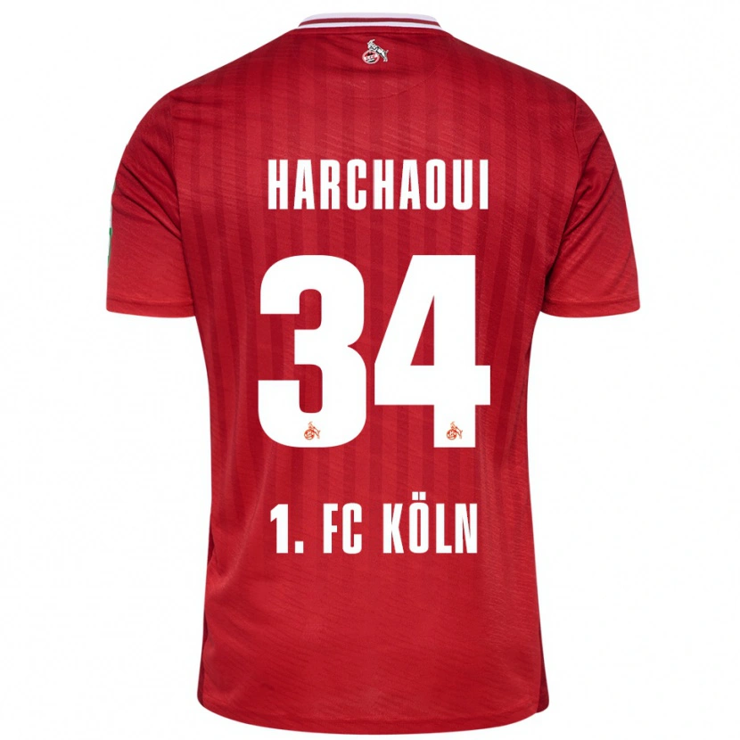 Danxen Kvinnor Fayssal Harchaoui #34 Röd Vit Bortatröja Matchtröjor 2025/26 Tröjor T-Tröja