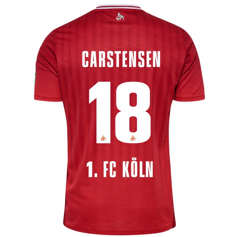 Danxen Kvinnor Rasmus Carstensen #18 Röd Vit Bortatröja Matchtröjor 2025/26 Tröjor T-Tröja
