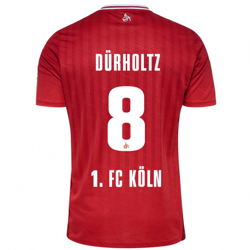 Danxen Kvinnor Luca Dürholtz #8 Röd Vit Bortatröja Matchtröjor 2025/26 Tröjor T-Tröja
