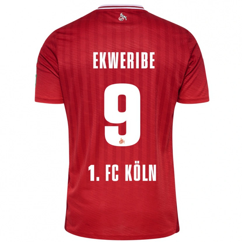 Danxen Kvinnor Kevin Ekweribe #9 Röd Vit Bortatröja Matchtröjor 2025/26 Tröjor T-Tröja