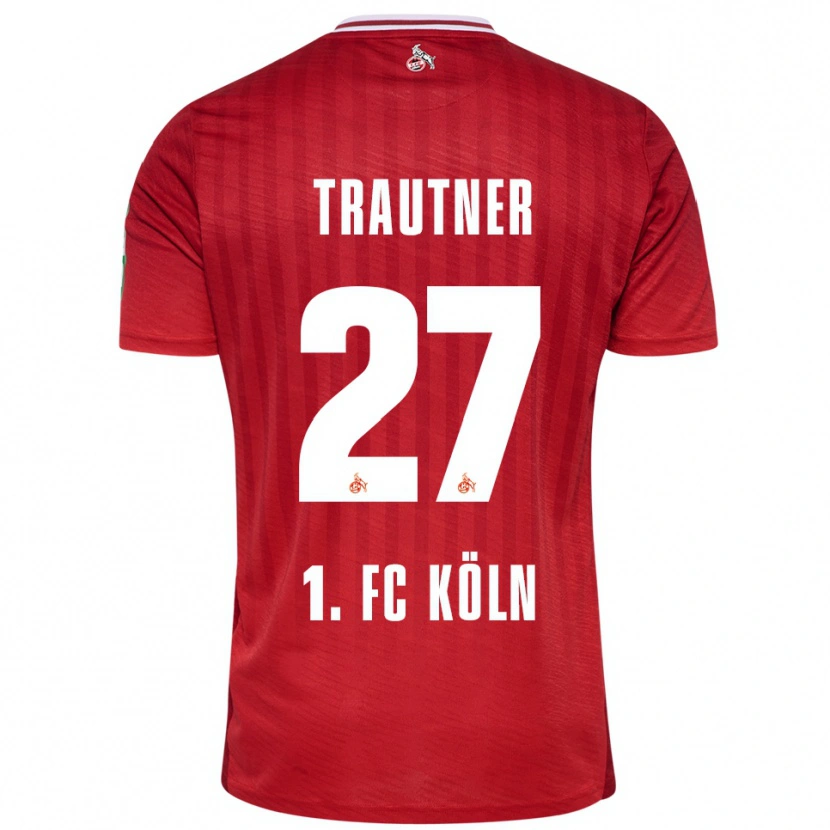 Danxen Kvinnor Tobias Trautner #27 Röd Vit Bortatröja Matchtröjor 2025/26 Tröjor T-Tröja