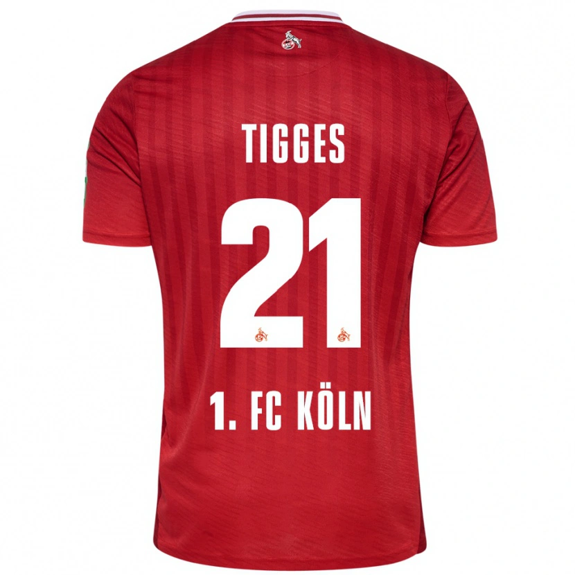 Danxen Kvinnor Steffen Tigges #21 Röd Vit Bortatröja Matchtröjor 2025/26 Tröjor T-Tröja