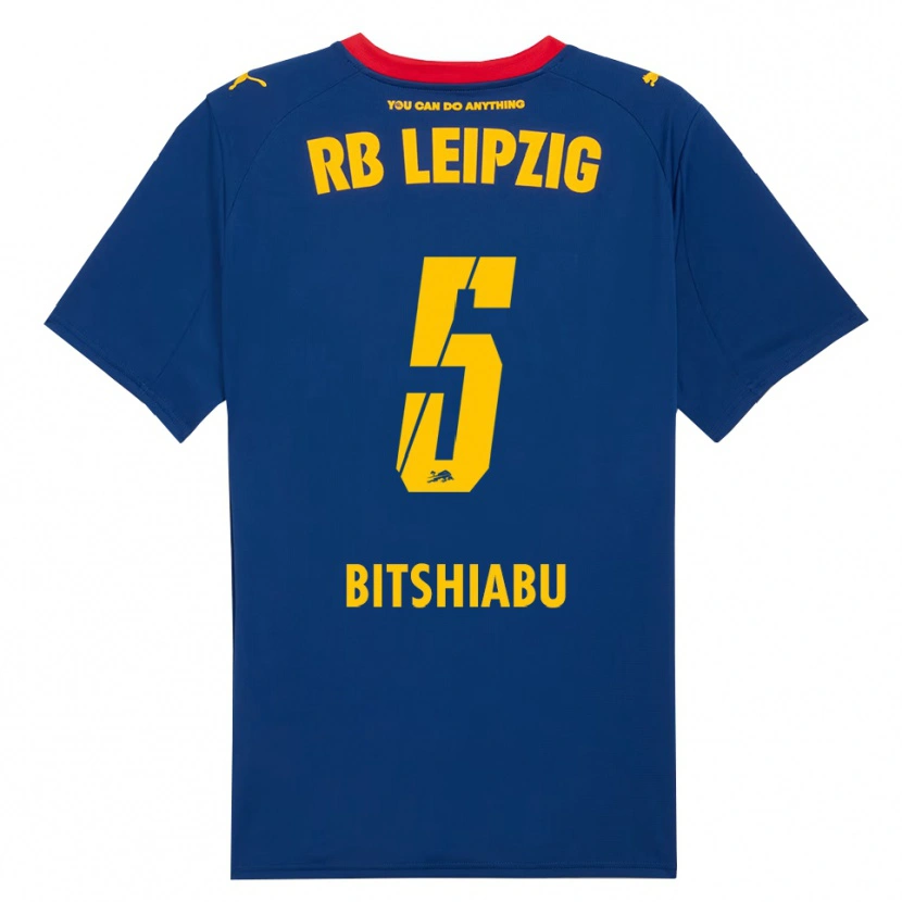 Danxen Kvinnor El Chadaille Bitshiabu #5 Marinblå Röd Bortatröja Matchtröjor 2025/26 Tröjor T-Tröja