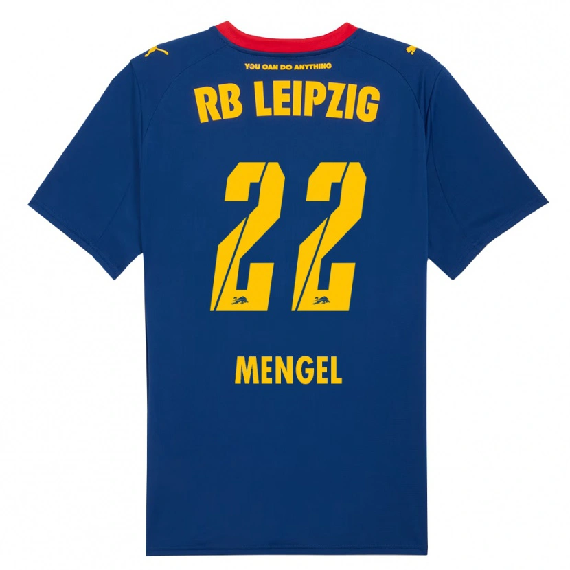Danxen Kvinnor Luca Mengel #22 Marinblå Röd Bortatröja Matchtröjor 2025/26 Tröjor T-Tröja