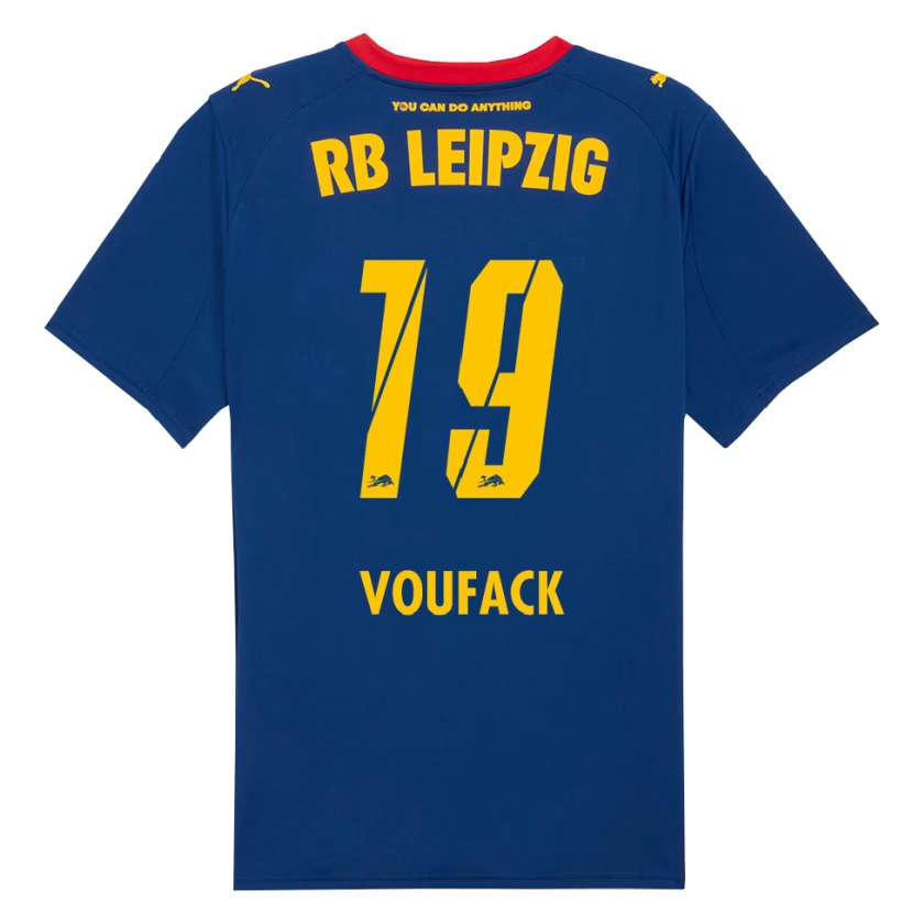 Danxen Kvinnor Lionel Voufack #19 Marinblå Röd Bortatröja Matchtröjor 2025/26 Tröjor T-Tröja
