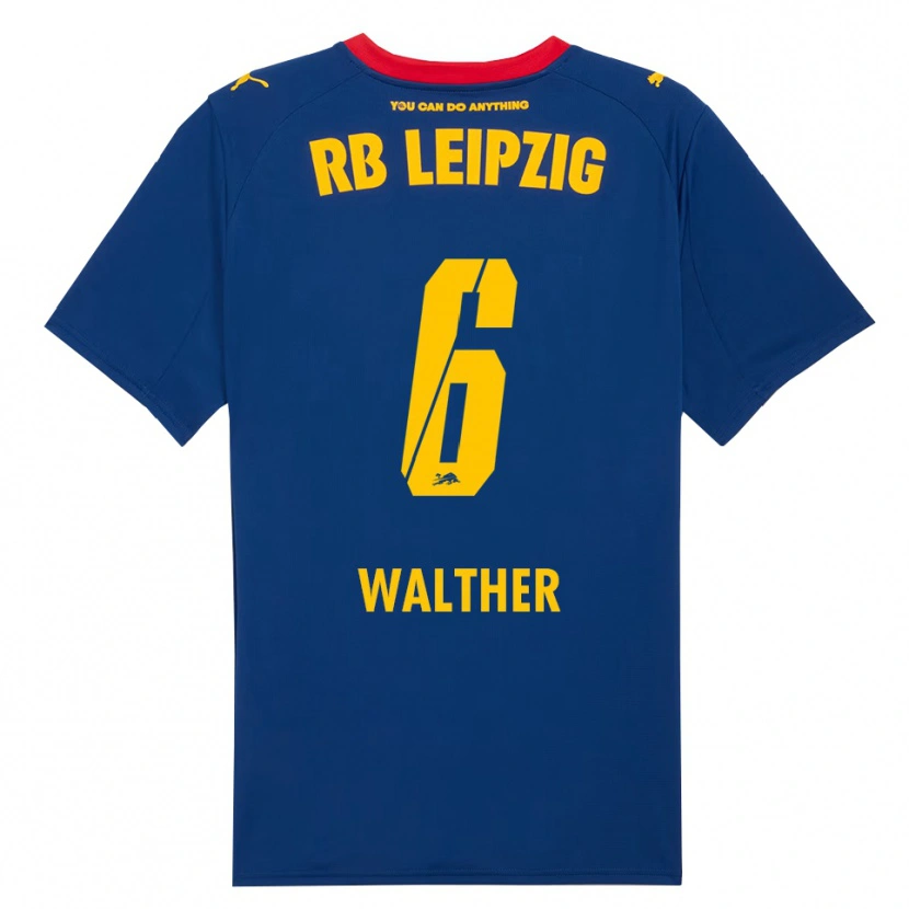 Danxen Kvinnor Mika Walther #6 Marinblå Röd Bortatröja Matchtröjor 2025/26 Tröjor T-Tröja
