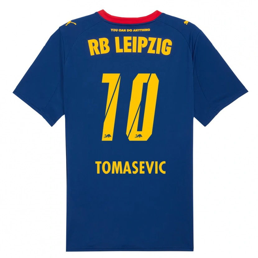 Danxen Kvinnor Niko Tomasevic #10 Marinblå Röd Bortatröja Matchtröjor 2025/26 Tröjor T-Tröja