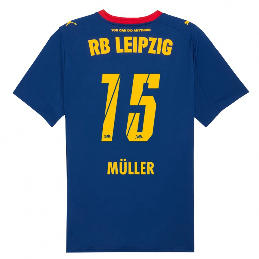 Danxen Kvinnor Hannes Müller #15 Marinblå Röd Bortatröja Matchtröjor 2025/26 Tröjor T-Tröja
