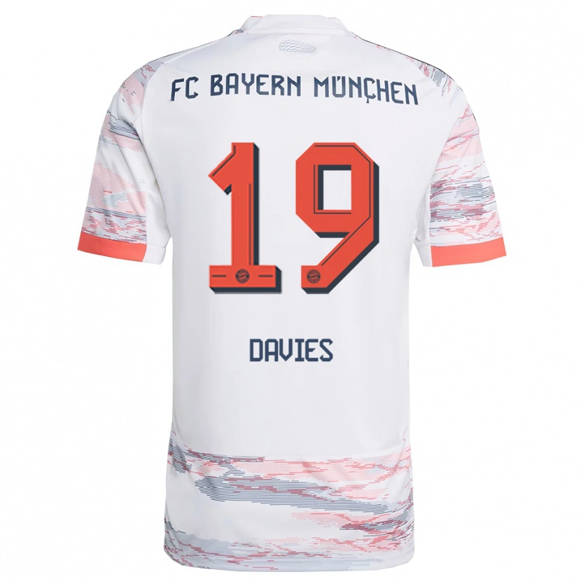 Danxen Kvinnor Alphonso Davies #19 Vit Grå Bortatröja Matchtröjor 2025/26 Tröjor T-Tröja