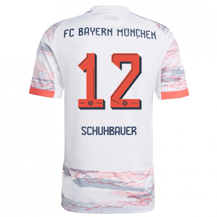 Danxen Kvinnor Maximilian Schuhbauer #12 Vit Grå Bortatröja Matchtröjor 2025/26 Tröjor T-Tröja