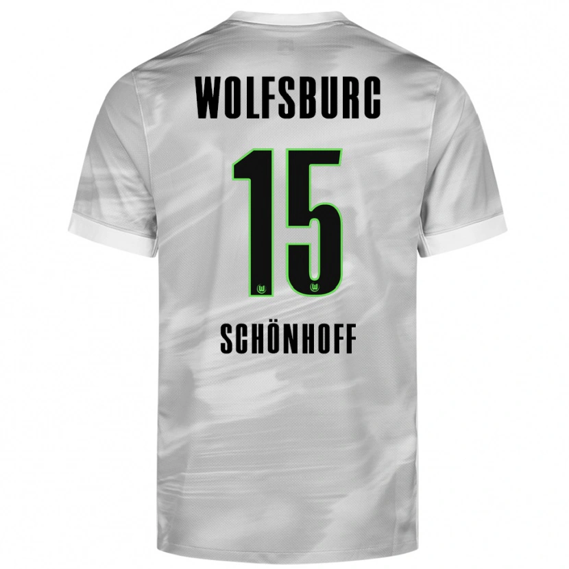 Danxen Kvinnor Henry Schönhoff #15 Grå Vit Bortatröja Matchtröjor 2025/26 Tröjor T-Tröja