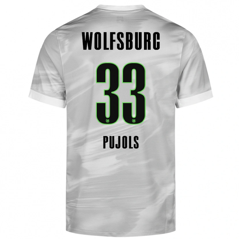 Danxen Kvinnor Judit Pujols #33 Grå Vit Bortatröja Matchtröjor 2025/26 Tröjor T-Tröja