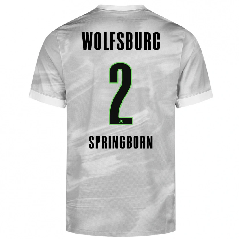 Danxen Kvinnor Noah Springborn #2 Grå Vit Bortatröja Matchtröjor 2025/26 Tröjor T-Tröja