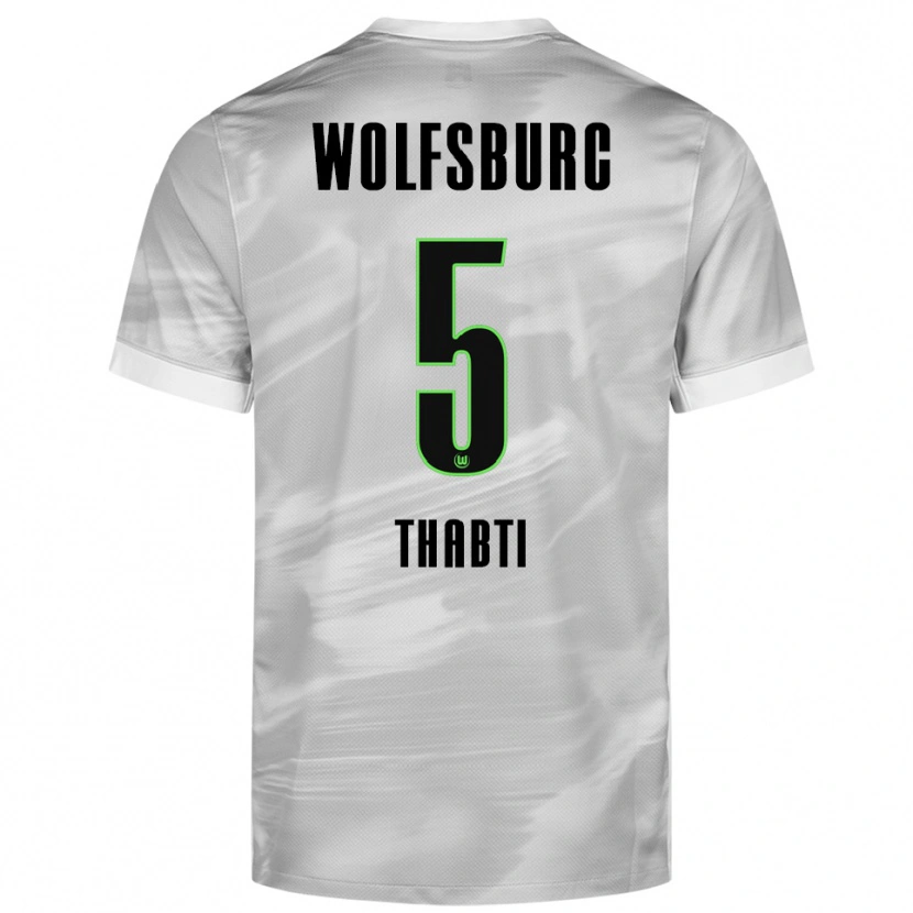 Danxen Kvinnor Mohamed Thabti #5 Grå Vit Bortatröja Matchtröjor 2025/26 Tröjor T-Tröja