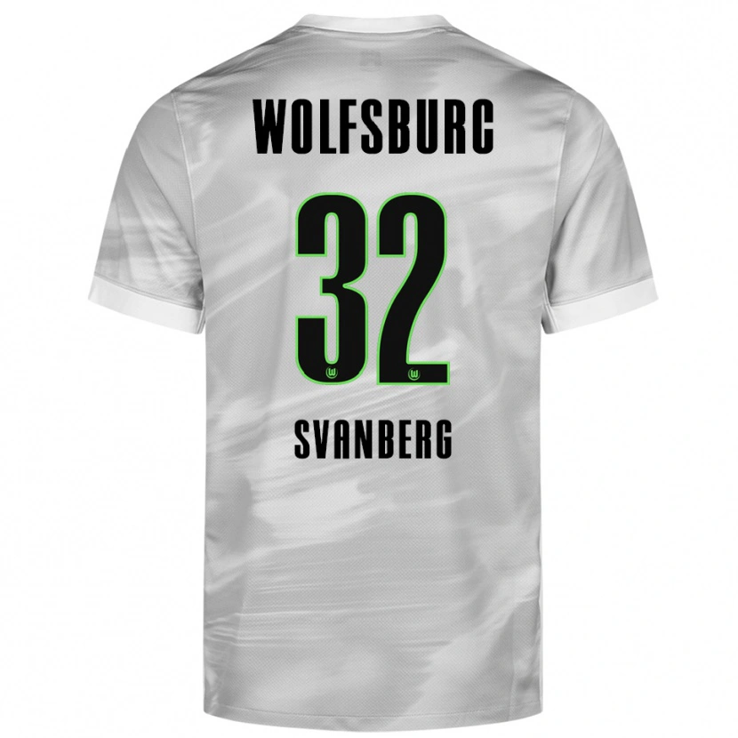 Danxen Kvinnor Mattias Svanberg #32 Grå Vit Bortatröja Matchtröjor 2025/26 Tröjor T-Tröja