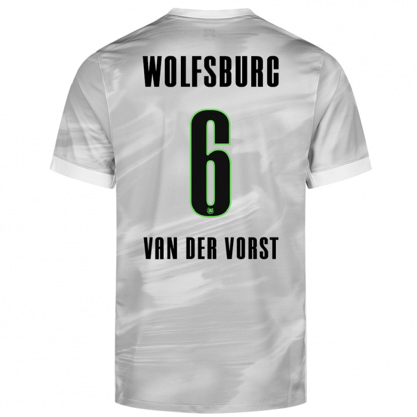 Danxen Kvinnor Fynn Van Der Vorst #6 Grå Vit Bortatröja Matchtröjor 2025/26 Tröjor T-Tröja