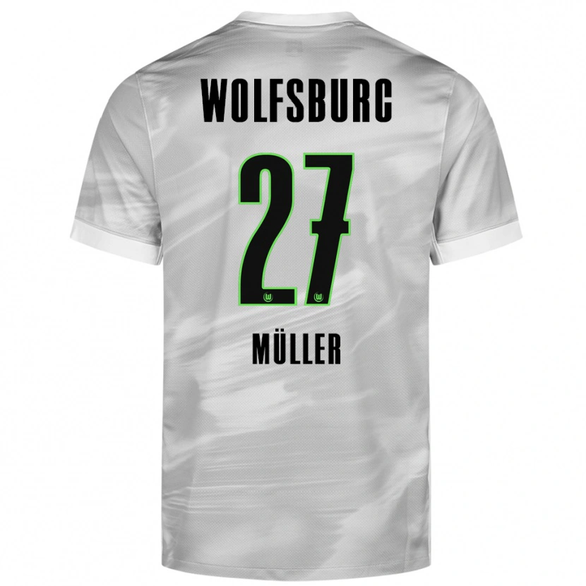 Danxen Kvinnor Fabio Müller #27 Grå Vit Bortatröja Matchtröjor 2025/26 Tröjor T-Tröja