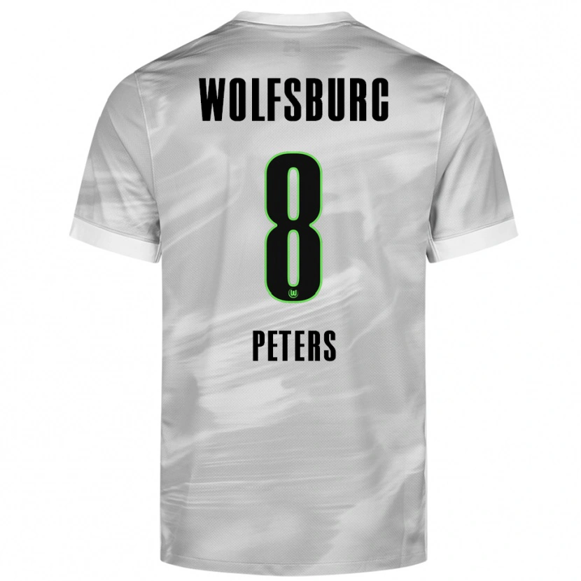 Danxen Kvinnor Bent Peters #8 Grå Vit Bortatröja Matchtröjor 2025/26 Tröjor T-Tröja