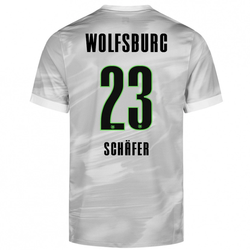 Danxen Kvinnor Elia Schäfer #23 Grå Vit Bortatröja Matchtröjor 2025/26 Tröjor T-Tröja