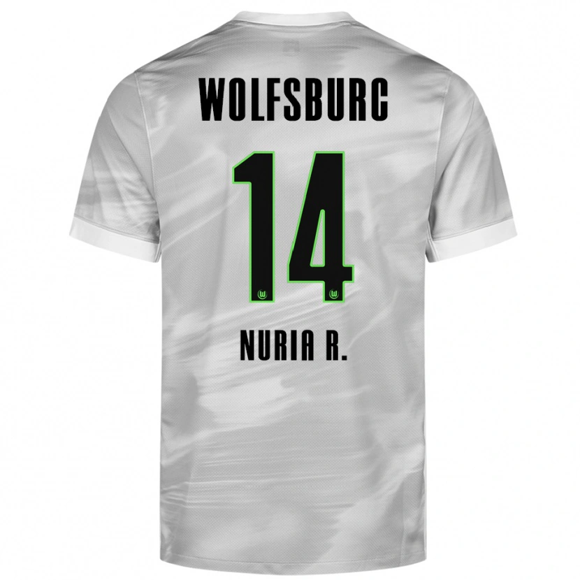 Danxen Kvinnor Nuria Rabano #14 Grå Vit Bortatröja Matchtröjor 2025/26 Tröjor T-Tröja