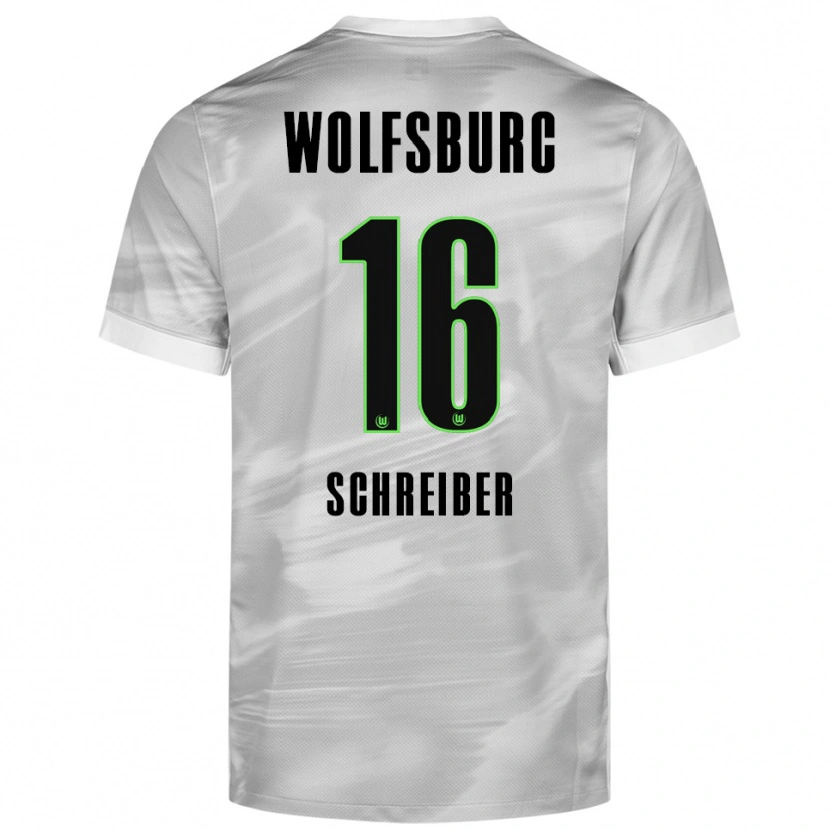 Danxen Kvinnor Maximilian Schreiber #16 Grå Vit Bortatröja Matchtröjor 2025/26 Tröjor T-Tröja