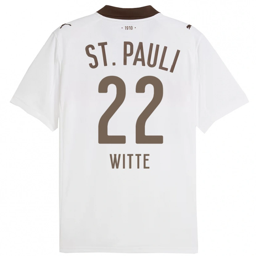 Danxen Kvinnor Melvin Witte #22 Vit Röd Bortatröja Matchtröjor 2025/26 Tröjor T-Tröja