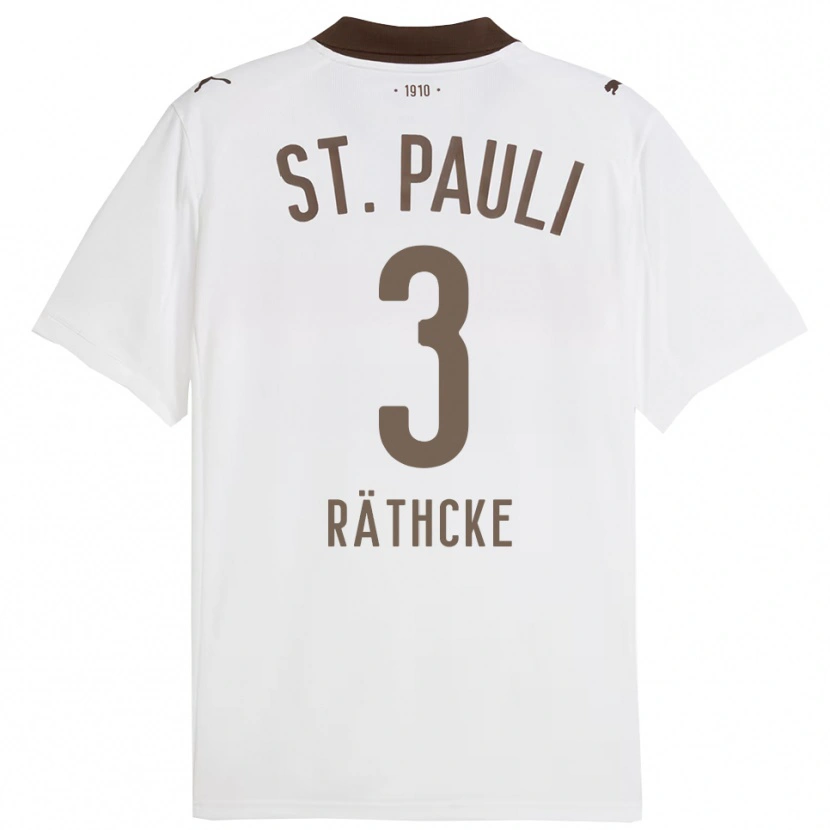 Danxen Kvinnor Ole Räthcke #3 Vit Röd Bortatröja Matchtröjor 2025/26 Tröjor T-Tröja