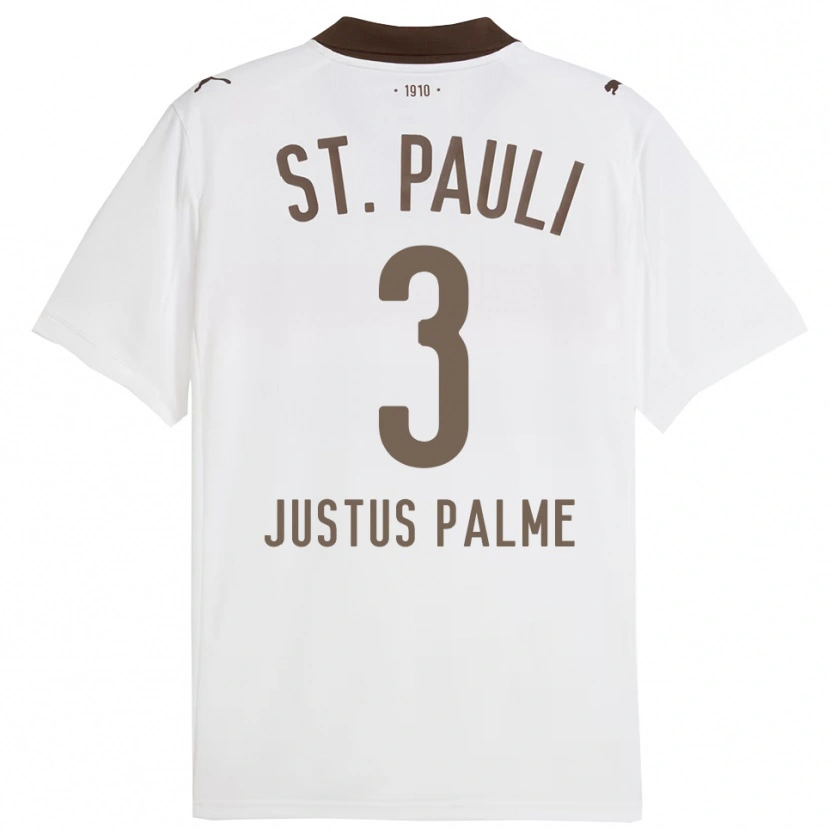 Danxen Kvinnor Johannes Justus Palme #3 Vit Röd Bortatröja Matchtröjor 2025/26 Tröjor T-Tröja