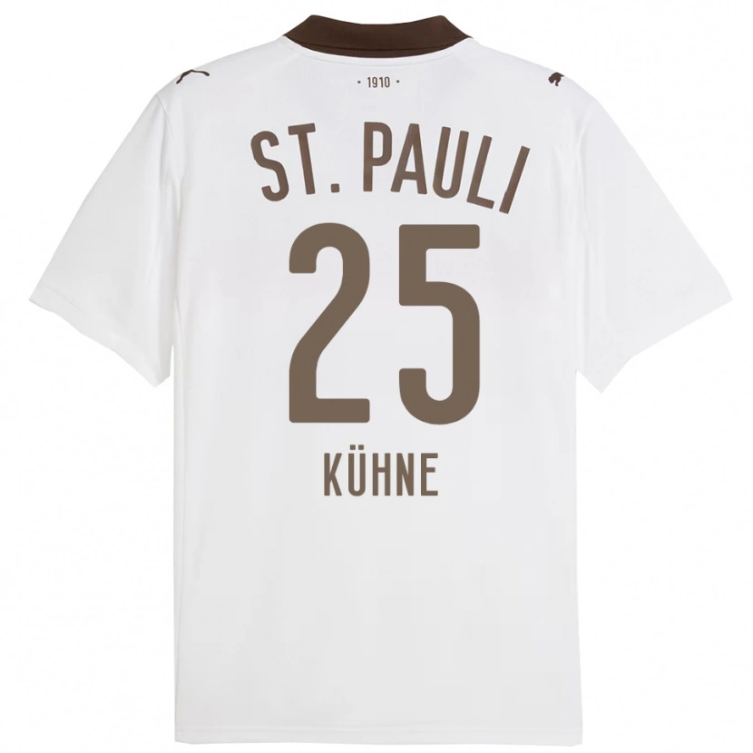 Danxen Kvinnor Florian Kühne #25 Vit Röd Bortatröja Matchtröjor 2025/26 Tröjor T-Tröja