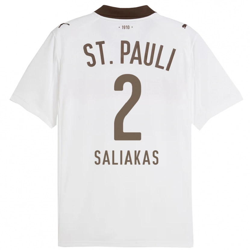Danxen Kvinnor Manolis Saliakas #2 Vit Röd Bortatröja Matchtröjor 2025/26 Tröjor T-Tröja