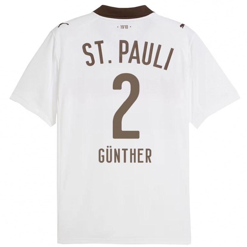 Danxen Kvinnor Luca Günther #2 Vit Röd Bortatröja Matchtröjor 2025/26 Tröjor T-Tröja