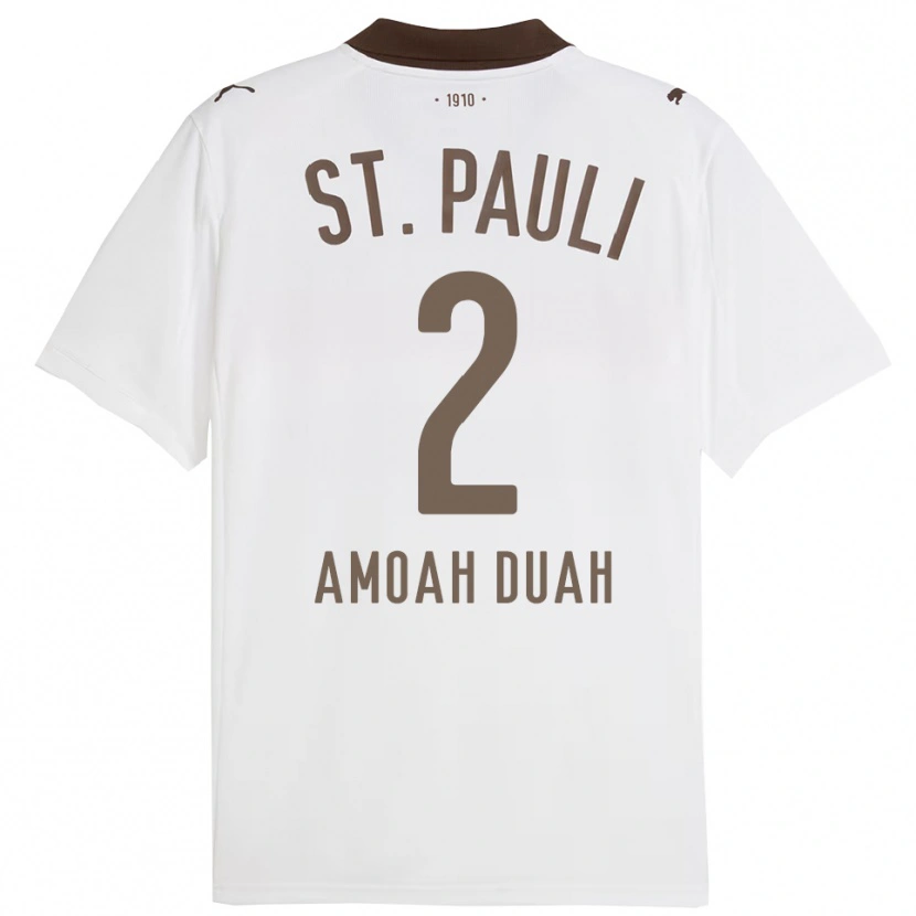 Danxen Kvinnor Reuel Amoah Duah #2 Vit Röd Bortatröja Matchtröjor 2025/26 Tröjor T-Tröja