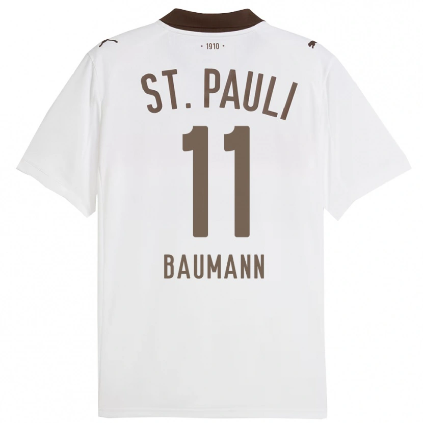Danxen Kvinnor Malte Baumann #11 Vit Röd Bortatröja Matchtröjor 2025/26 Tröjor T-Tröja