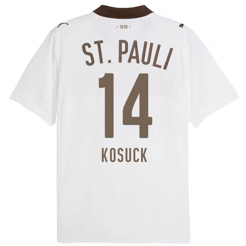 Danxen Kvinnor Mats Kosuck #14 Vit Röd Bortatröja Matchtröjor 2025/26 Tröjor T-Tröja